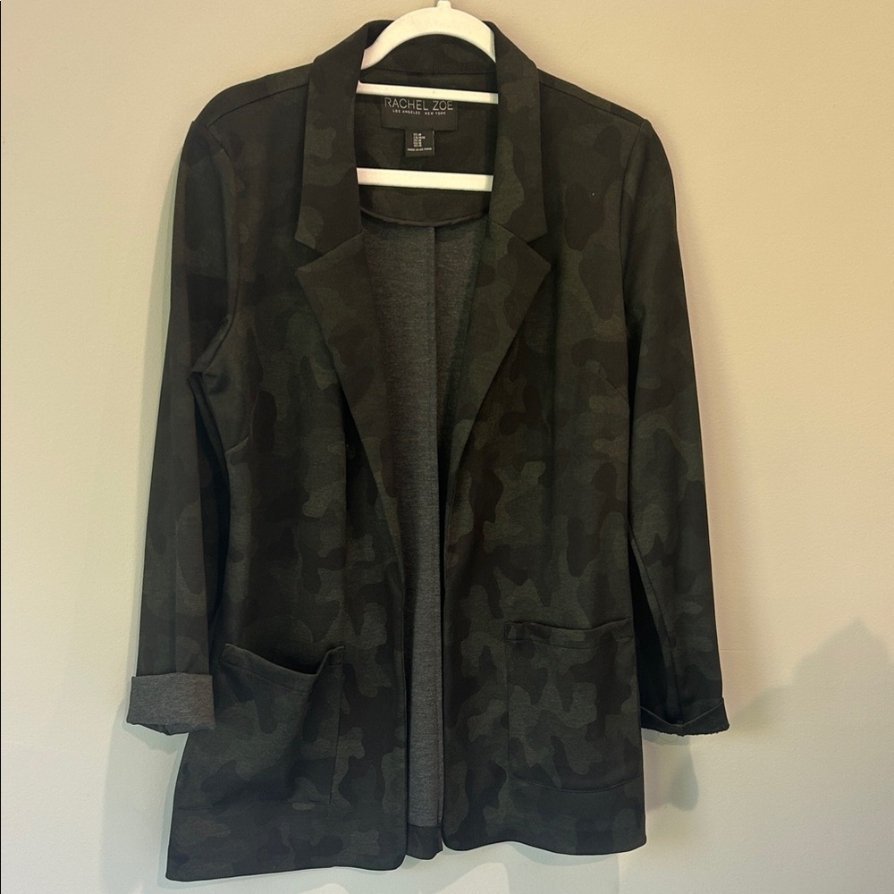 Rachel Zoe Women's Black and Gray Camouflage Blazer